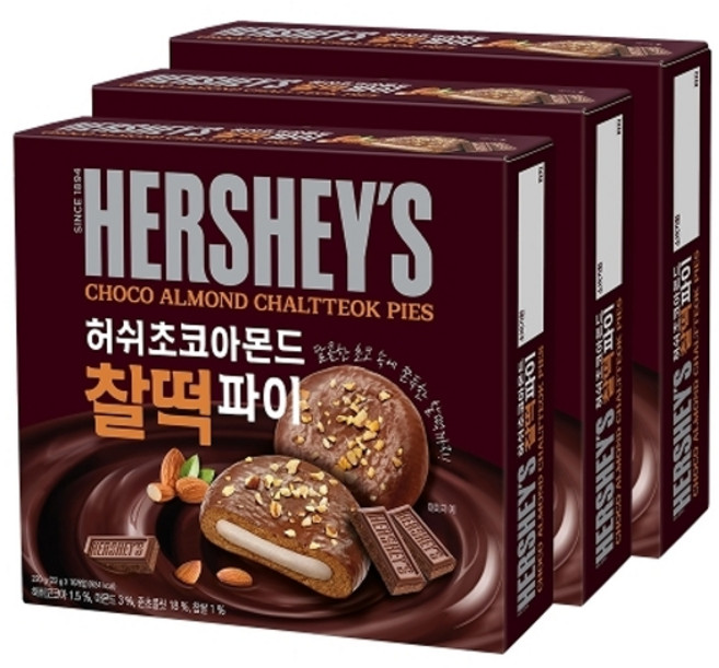 허쉬 초코 아몬드 찰떡파이, 220g, 3개
