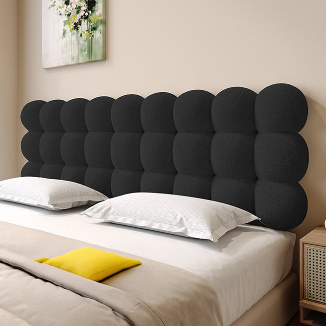 자바조이 침대 헤드 쿠션 구름 등받이 커버 보드 리폼 등 머리 벽 가드, 10cm, 클래식 블랙
