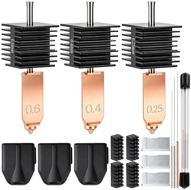 AD5X Hotend Kit 0.25/0.4/0.6mm New Reinforced Nozzles 3 Silicone Sock 4 Nozzle Brush 24 Cleani, AD5X Hotend Kit, 0.25/0.4/0.6m
