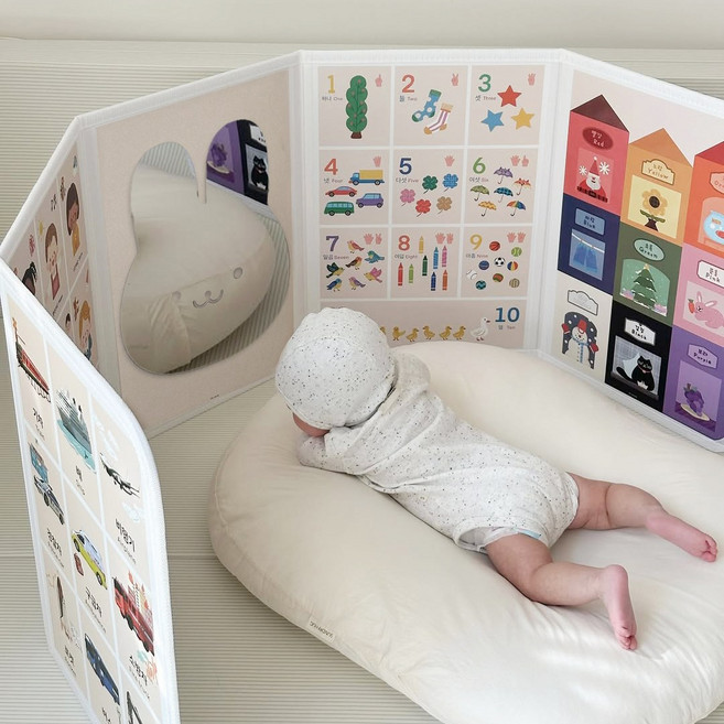 엔밀리밀리 터미타임 실사 아기 병풍 거울 포함 완제품, 토끼