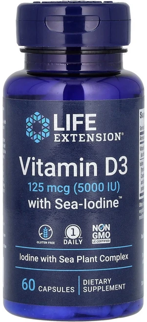 라이프 익스텐션 Life Extension Sea-Iodine 함유 비타민D3 125mcg5 000IU 캡슐 60정121446원산지:기타, 1개 - 쿠팡