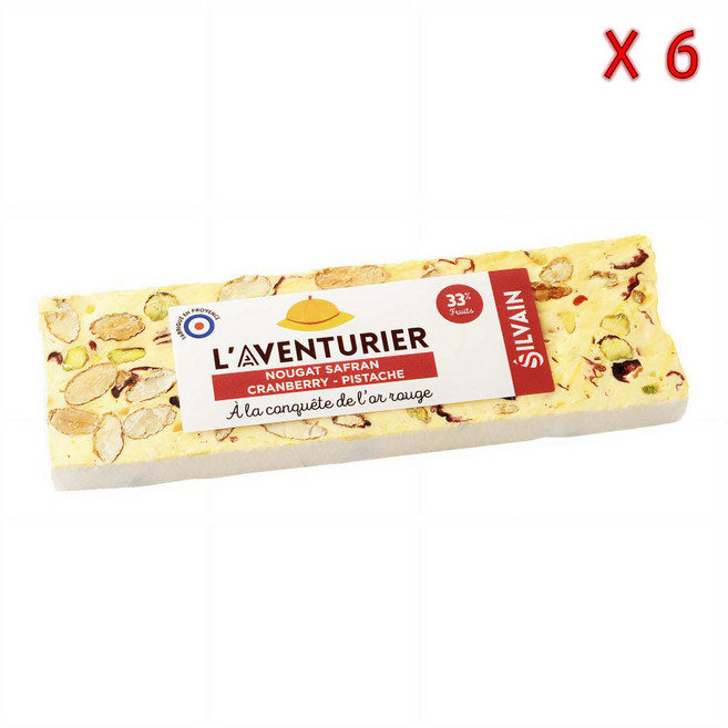 Silvain Nougat 실뱅 누갓 화이트 누가 바 사프란 크랜베리 피스타치오 더 어드벤처 100g 6개