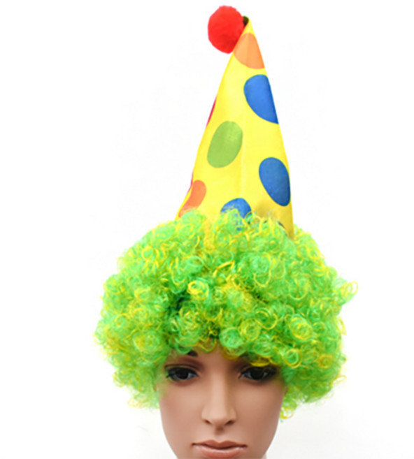 파티스 광대가발모자노랑 삐에로모자 고깔 파티 할로윈