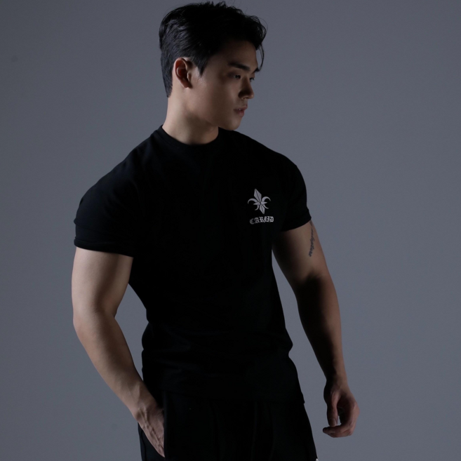 카미드 레터링 머슬핏 짐웨어 헬스 반팔 티셔츠