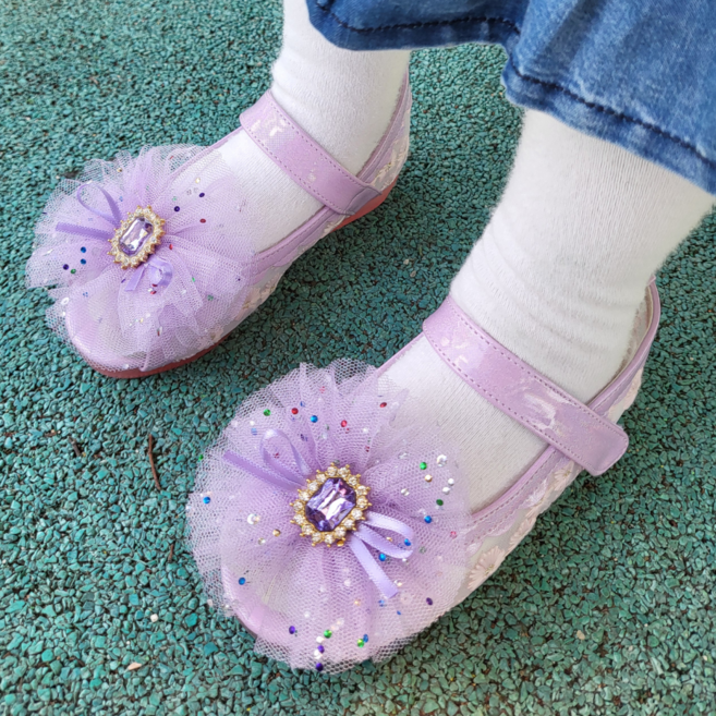 FROMBEBE 프롬베베 여아용 티아 데이지 오픈토 LED 라이팅 공주 샌들