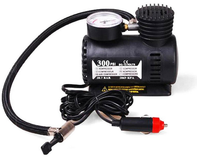 휴대용 전기 미니 공기 압축기 자동차 펌프 세트 액세서리 300psi 12V, 1개