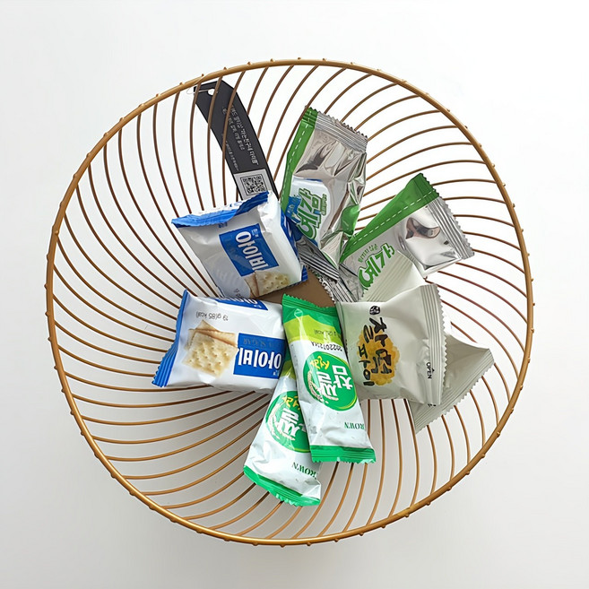 더이쁨 철제 다용도 간식 바구니 회오리, 골드(EP-1036), 1개