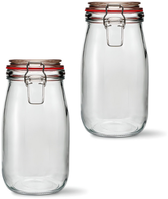 미르코리아 메탈글라스자 클립 유리병, 1.5L, 2개