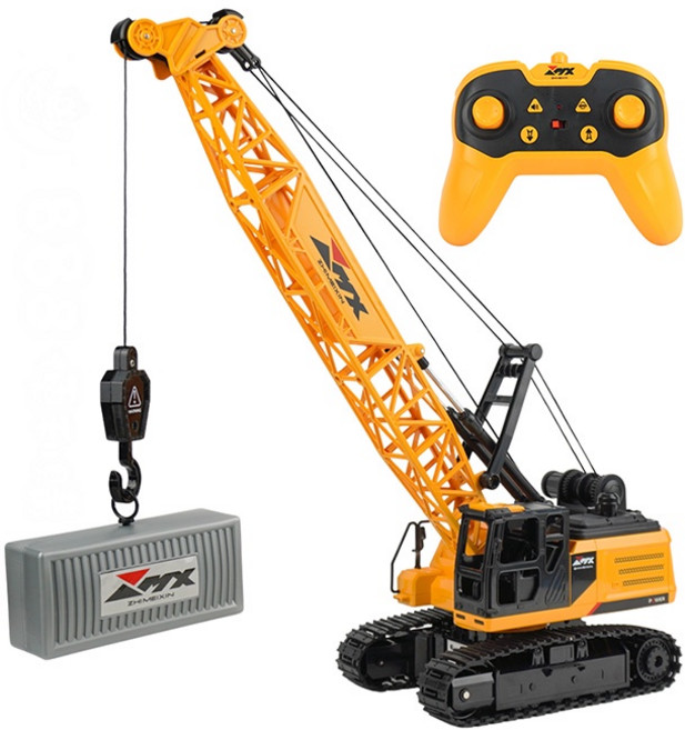888玩具 888便利購 1:20 仿真2.4G八通遙控起重機(吊車) 履帶式可640度旋轉 仿真音效 充電電池, 1個, 黃色