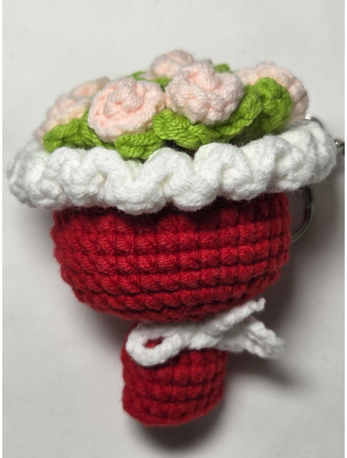 몽글공방 뜨개꽃 손뜨개 키링 완성품 장미, 1개, 1번 꽃다발