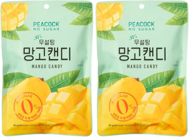 피코크 설탕을 쏙 뺀 달콤한 망고캔디 80g, 2개