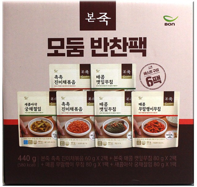 본죽 모둠 반찬팩 4종, 1박스, 440g