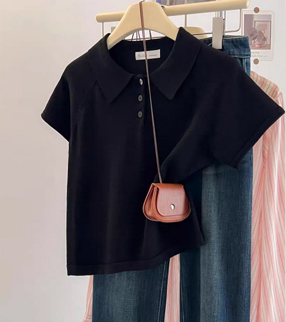 제이로그 카라 반팔 니트 티셔츠 포트카라NT