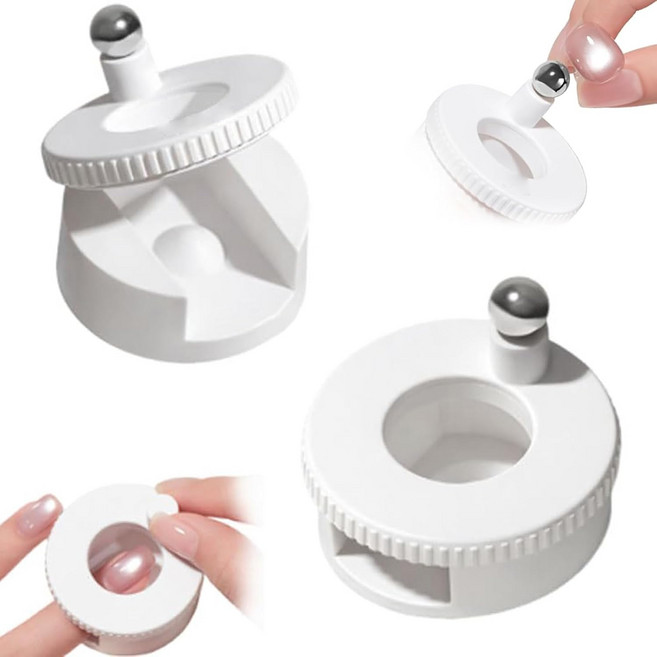 360도 회전 5D 캐츠아이 네일 자석 O형 강력 네일 아트 도구 (화이트), 1세트, 화이트색 회전식 카츠아이 마그네트 + 10mm 구슬