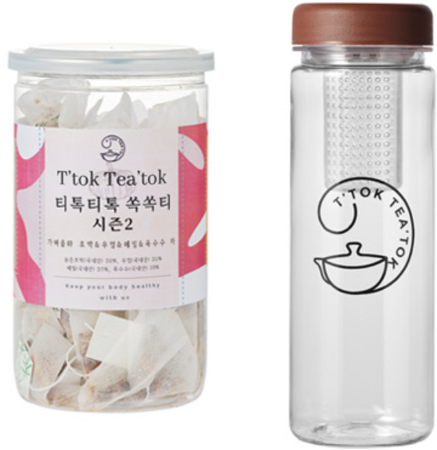 모닝풀 티톡티톡 쏙쏙티 시즌2 2gX30T & 티백 전용 보틀 SET 늙은호박 우엉 메밀 옥수수, 1세트, 30개입, 1개