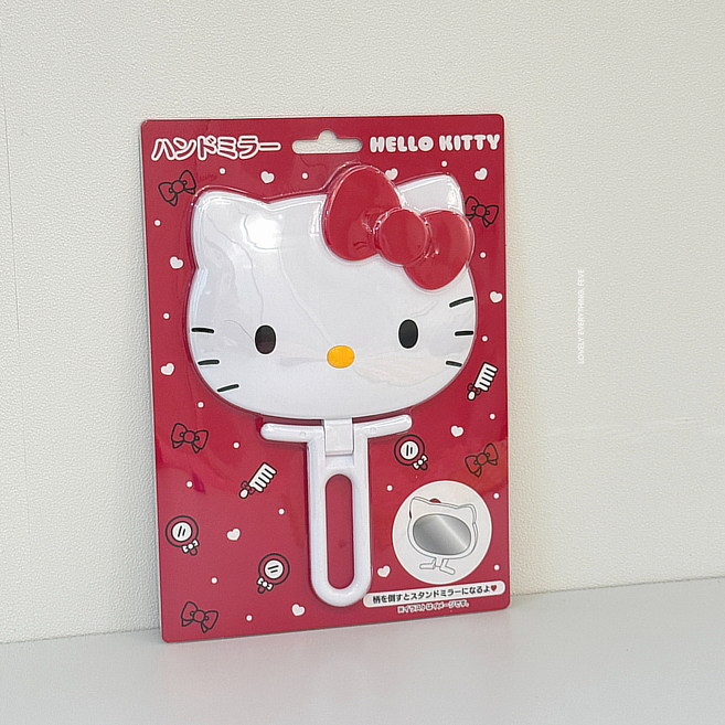 일본정품 헬로키티 거울 손거울 탁상거울 스탠드, 1개, 화이트