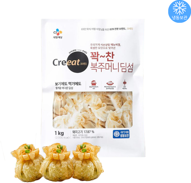 CJ 제일제당 크레잇 복주머니딤섬 1kg / 냉동 물만두 튀김만두 군만두, 1개