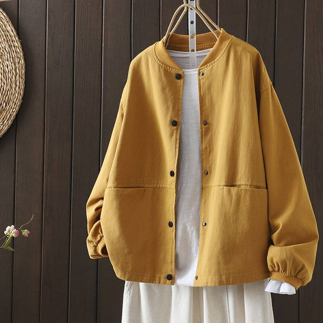 POMTOR 여성 봄 가을 루즈핏 아우터 작업복 야구 점퍼 더블포켓 자켓