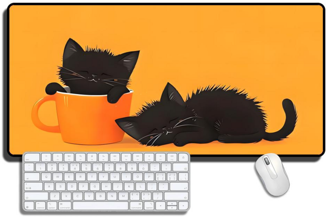 (고양이)XXL 대형 마우스패드 900X400X3mm 고해상도 인쇄 미끄럼 방지, 캣츠 시리즈6, 1개