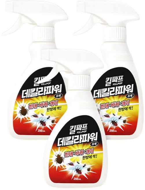 킬파프 데킬라 파워 유제 250ml x3개 바퀴 박멸 빈대 개미 바퀴벌레 분무 강력 살충제 퇴치제, 3개