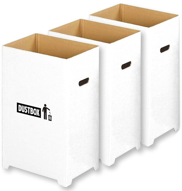 쓰레기통 분별 뚜껑 없음 세련된 슬림 골판지 먼지 상자 화이트 45리터 쓰레기 봉투 대응 3개 세트 얼룩에 강함 발수 가공