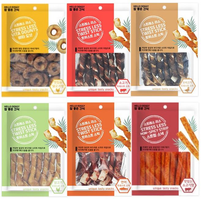 참좋은 간식 스트레스해소 강아지 간식 6종 놀면서 먹는 스트레스 해소 애견 간식 아침 출근시간에 분리불안 간식으로 하나씩, 1개