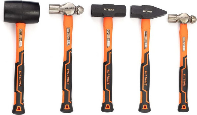 VCT 5pc 해머 & 망치 세트 16온스 및 32온스 볼-핀 고무 3파운드 슬레지 크로스-핀 금속 가공