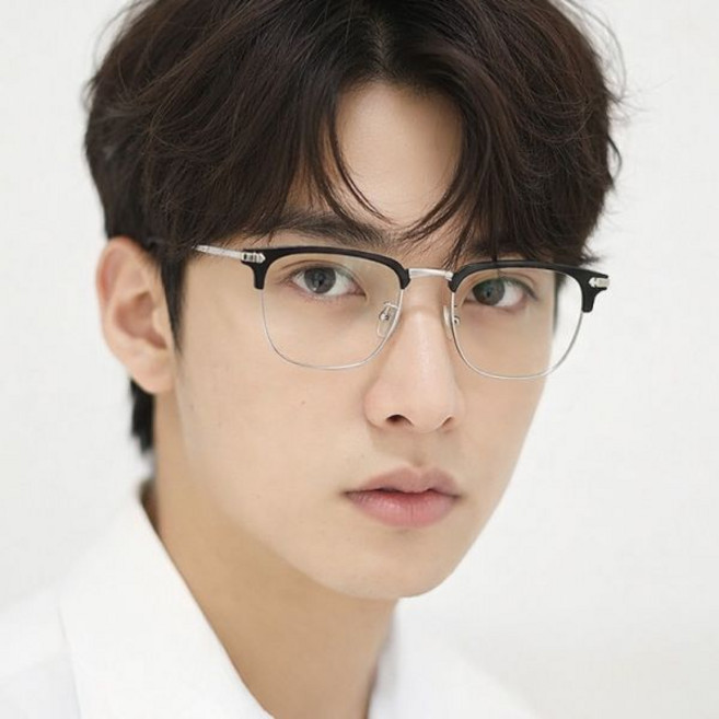 남자 하금테 안경 뿔테안경 도수없는 눈보호 블루라이트 하금테