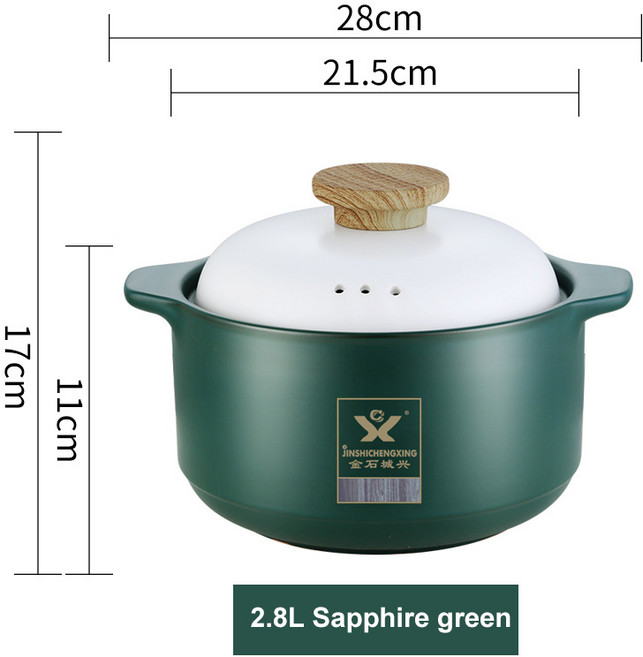 손잡이가 달린 세라믹 소스 팬 두꺼운 요리 도구 고온 저항 냄비 2.8 4, 03 2.8L Green