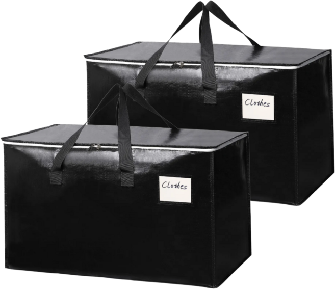 [1+1] 생활비책 초대용량 방수 이사 가방, 블랙, 1세트