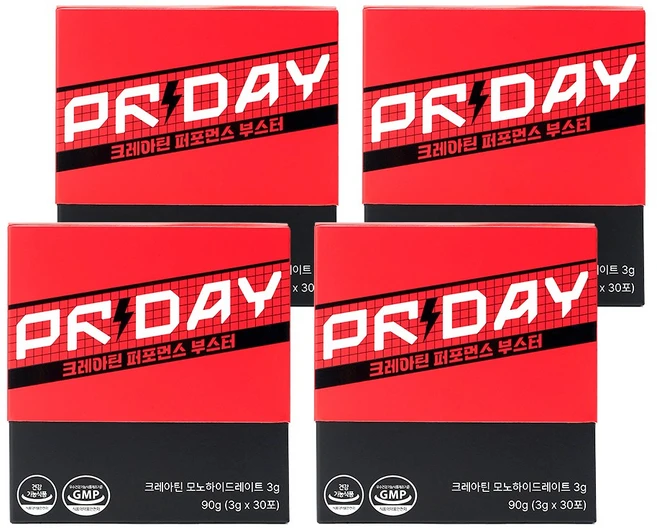 PRDAY 크레아틴 퍼포먼스 부스터 크레아퓨어 모노하이드레이트 레몬맛, 4박스, 30회분 - 쿠팡