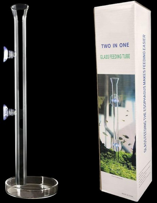 300mm 수족관 새우 및 어류 먹이 공급 튜브 유리 그릇 흡착컵이 포함된 어류용, 300MM 피더 튜브 + 원형 그릇