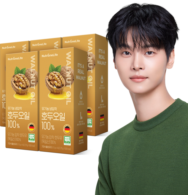 유기농 냉압착 호두오일 100 % 스페인산 프리미엄 오메가3 건강오일, 14회분, 5박스