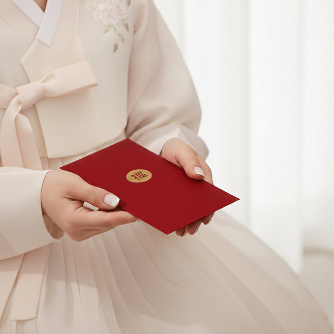 VITALO 딥레드 프리미엄 용돈봉투 감사 축의금 경조사 답례 명절 현금봉투 돈봉투, 1개, RD_복 봉투_6매입