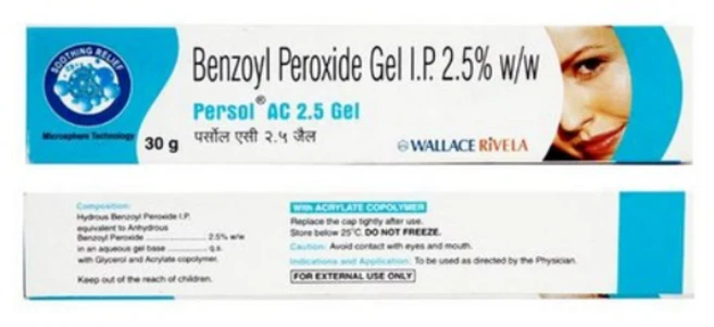 Persol AC 2.5% Acne Gel Benzoyl Peroxide Acne Treatment Pimple Removal Cream for Oily & Acne, 1개, 30g - 쿠팡