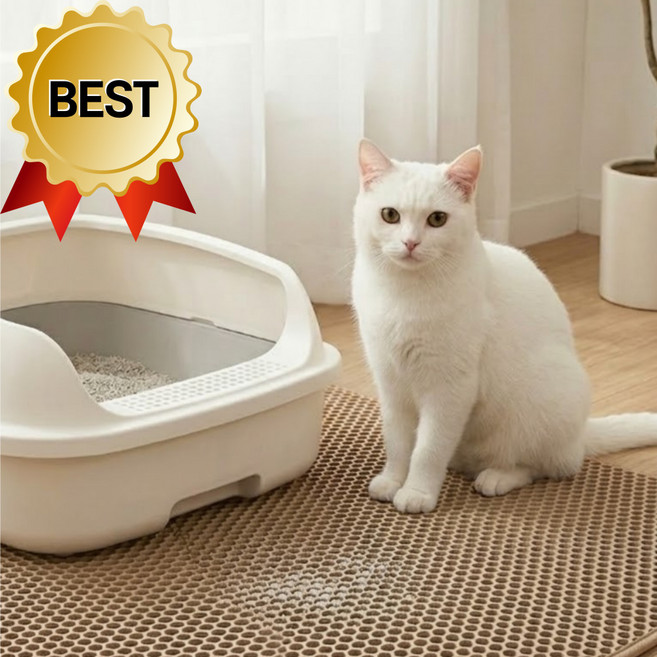 다비온 사막화방지 고양이 화장실 발판 모래매트 논슬립 벌집형, 1개, Beige