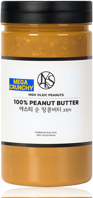 야스티 순 땅콩버터 크런치 100% 무첨가, 1.5kg, 1개