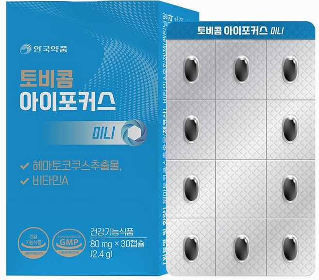 토비콤 안국약품 아이포커스 미니 헤마토코쿠스 추출물 비타민 A 2.4g, 1개, 30정
