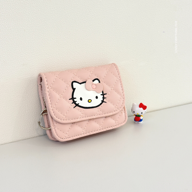 산리오 헬로키티 베이비핑크 퀄팅 카드지갑 고리