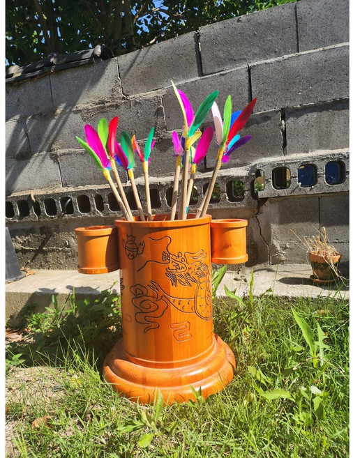 민속마당 국내 자체제작 깃털화살세트(투호+깃털화살10개) 민속놀이 전통놀이 대나무 화살, 1세트, 민속투호