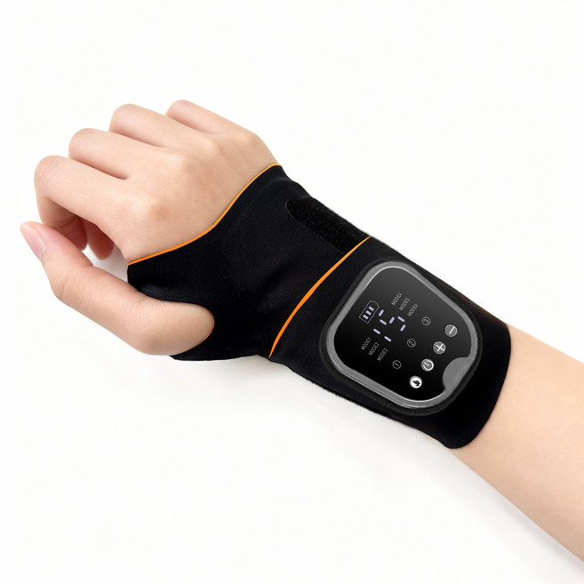 WINFINE 저주파 손목마사지기 EMS 온열 찜질기 무선 양손용 휴대용 손목보호대, 검정, DL-M06