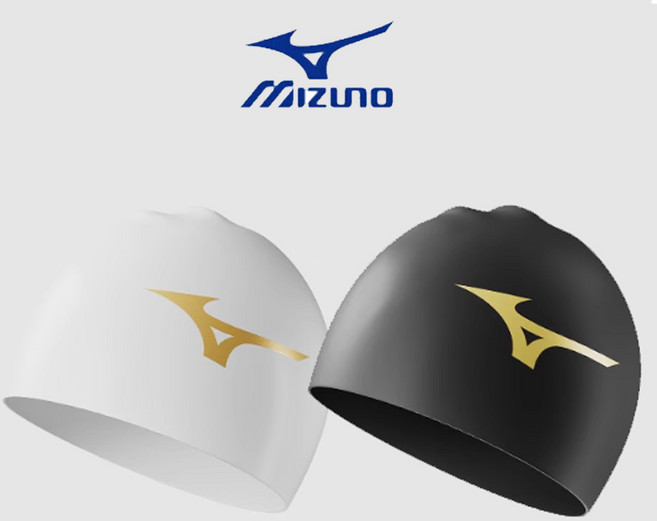 미즈노 MIZUNO 실리콘 수모 남녀공용 대두 긴머리 N2CW3S01 실내 수영장 수영모자, 1개, 블랙골드
