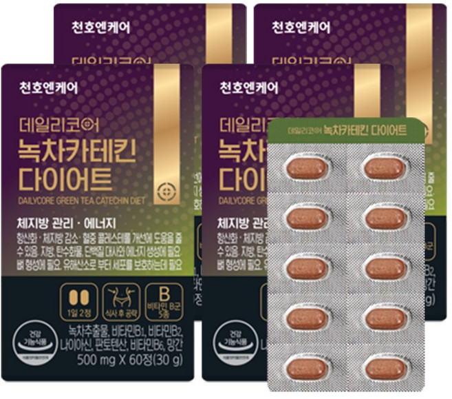 천호엔케어 데일리코어 녹차카테킨 다이어트 30g, 60정, 4개
