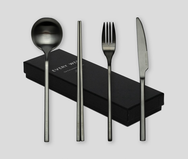 에브리윅 304스텐 수저 젓가락 포크 나이프 세트, 4개, 수저1p+젓가락1p+포크1p+나이프1p (박스포장), 무광