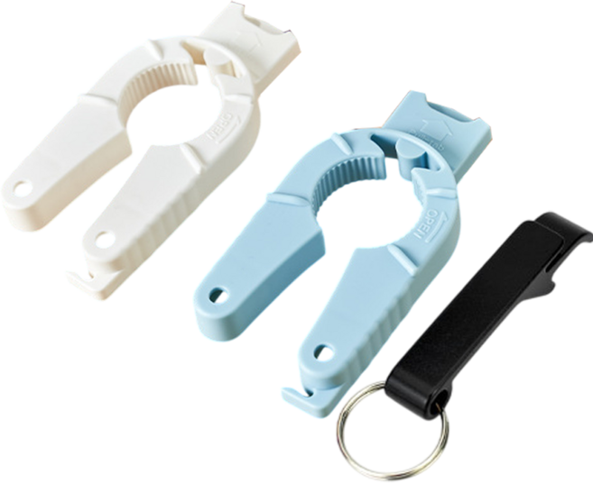 리치봄 만능 뚜껑 병따개 뚜껑따개 오프너 휴대용, 2개, 흰색+하늘색