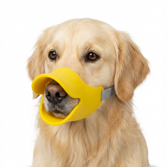 위시월드 강아지 오리 입마개 중형견, 2개, 옐로우