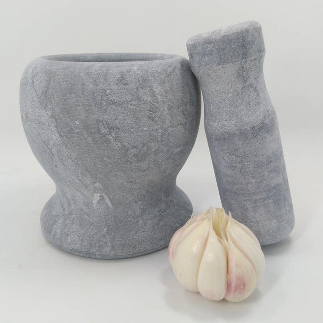 머스코 천연 대리석 수동 마늘 다지기 가정용 압착기 절구, 1개