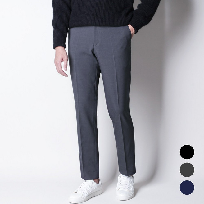 [디아웃핏]남성 프리미엄 히든밴딩 슬랙스 기본핏 테이퍼드 스판 링클프리 사계절 간절기 남자 정장바지 팬츠