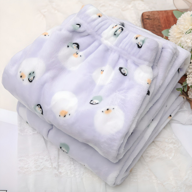 글램공감 커플용 인조밍크 물범 수면잠옷 바지 2p