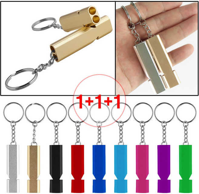 (2구 스텐 호루라기 1P+1P+1P), 실버, 3개